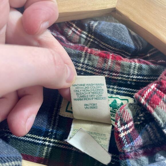 Vintage 90s L.L. Bean Scotch Plaid Flannel Button Up Long Sleeve Shirt Medium - Picture 8 of 10